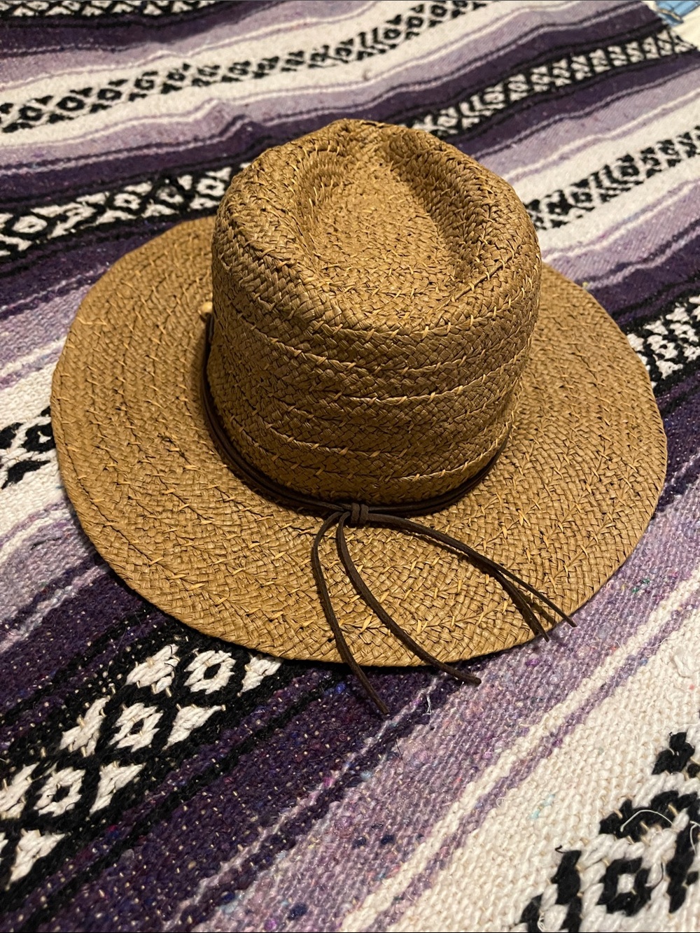 ROXY- Straw Fedora Hat in Brown with Leather Band & BEADS - Picture 4 of 8